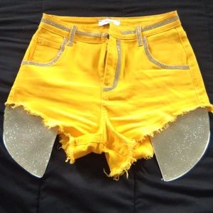 Brand-obsessed boutique size-L yellow/gold with rhinestone